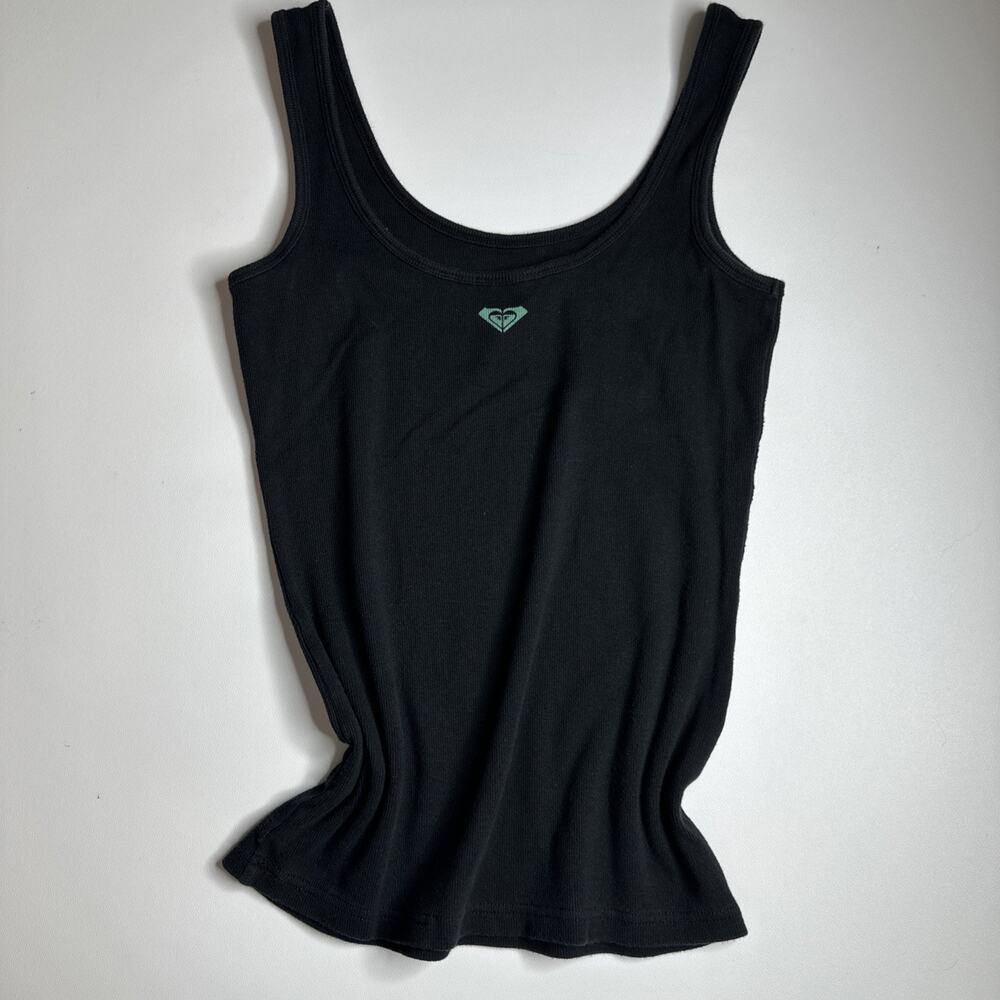 Vintage Roxy Love Y2K Logo Tank Top Black Neon Skater Surf Beach Stretch Small - Picture 4 of 10